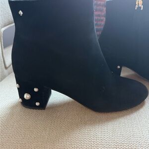 Kate Spade Black Ankle Boots with Pearl Accents, 7
